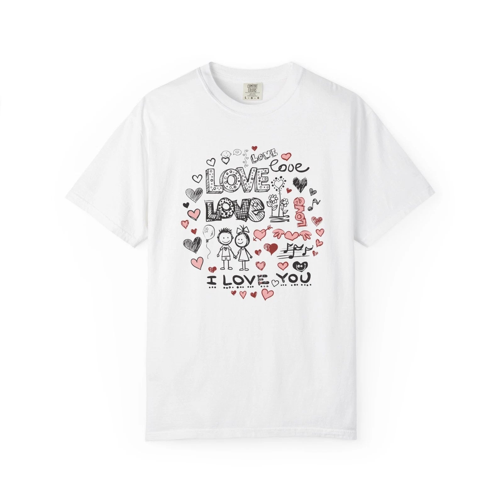 Doodle Heart Valentine Shirt Cute Love Graphic Tee Anniversary Gift for Her
