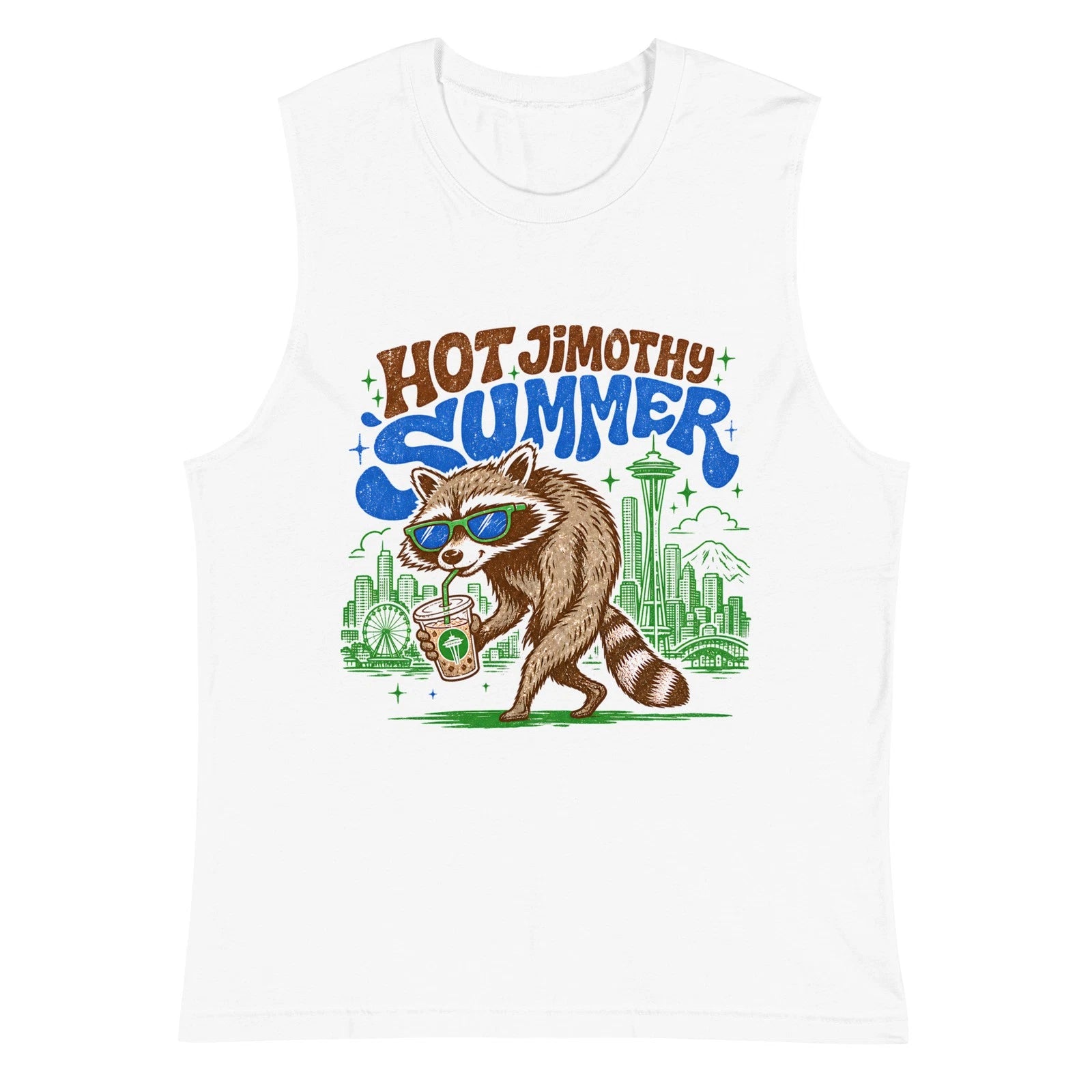 Hot Jimothy Summer Seattle Raccoon Iced Coffee Meme Unisex Muscle Shirt