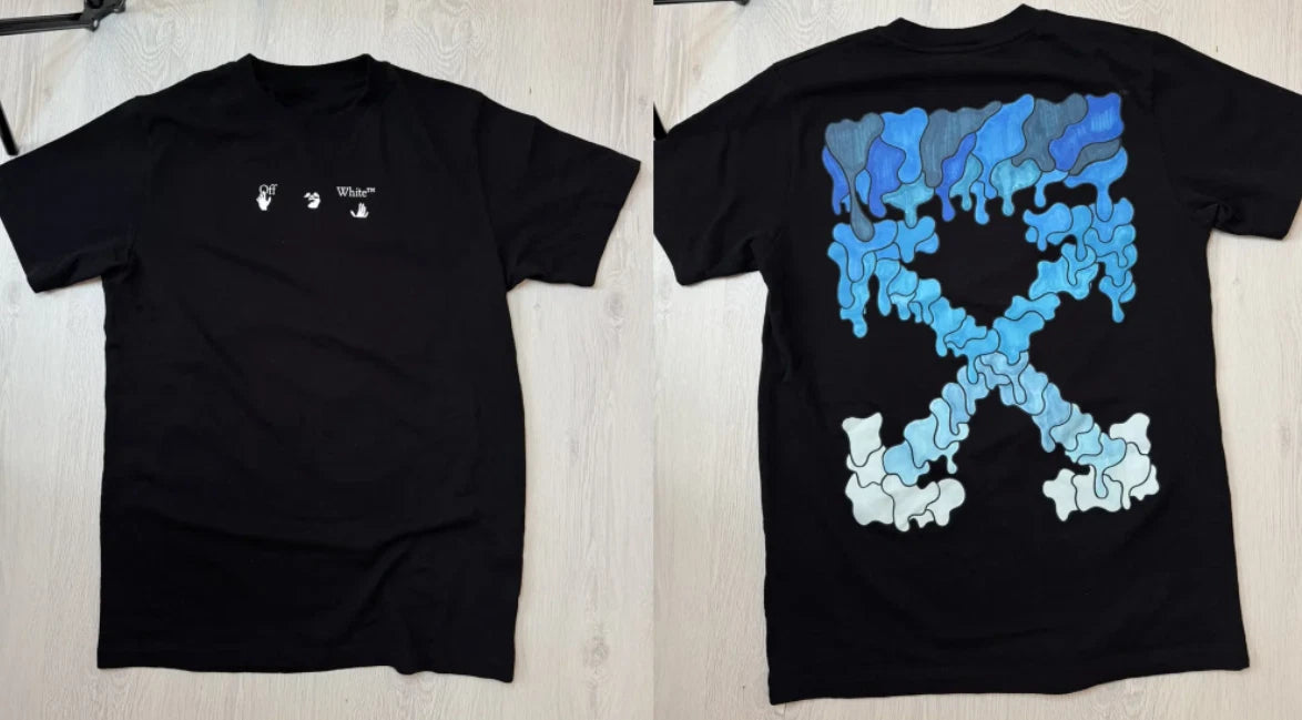 Off-White Style Melting X Reprint Black Graphic T-Shirt Streetwear Tee S-5XL