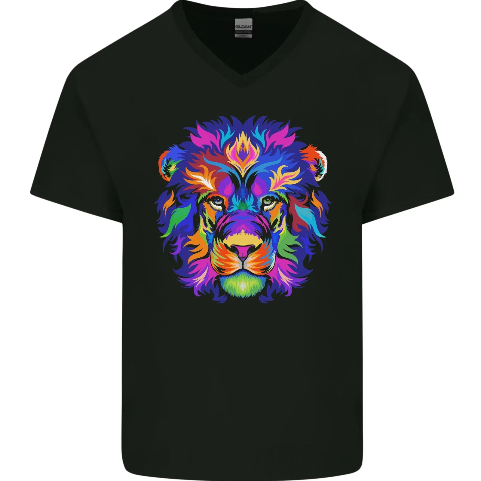 A Colourful Lion Mens V-Neck Cotton T-Shirt
