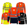 GM Workwear Hi Vis Long Sleeve T Shirt High Visibility Safety EN ISO 20471 PPE