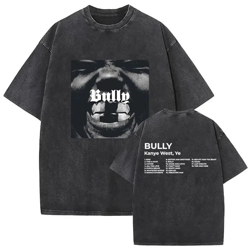 Kanye West Bully 2026 Vintage Washed Graphic T-Shirt Oversized Unisex Cotton