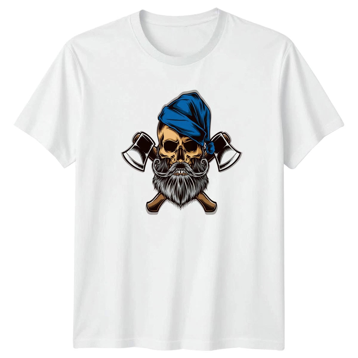 Sleepy Bearded Skull With Axes Mens T-Shirt Bearded Axe Lumberjack Fathers Day