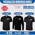 Personalised Printed Workwear Bundle T Shirt Polo Sweatshirt 3Pack Crew Neck Top