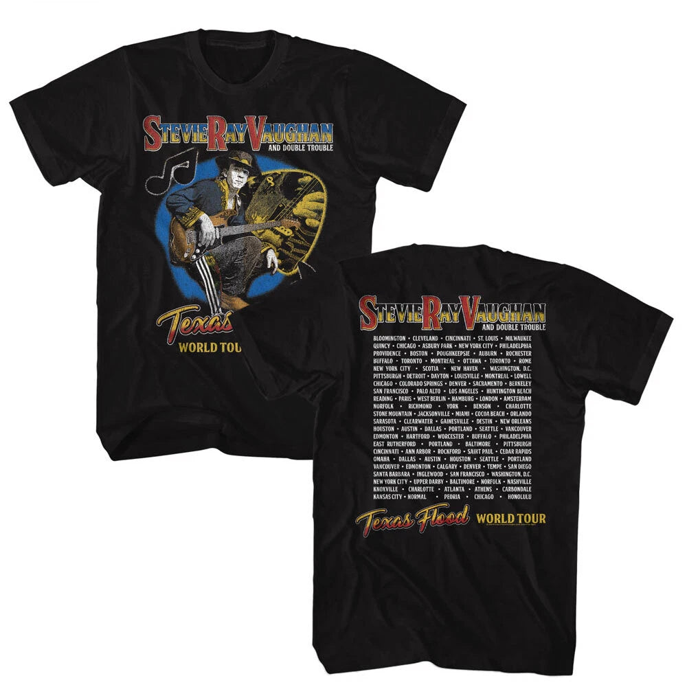 Stevie Ray Vaughan Double Trouble Texas Flood World Tour Locations Men's T Shirt