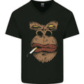 Smoking Gorilla Mens V-Neck Cotton T-Shirt
