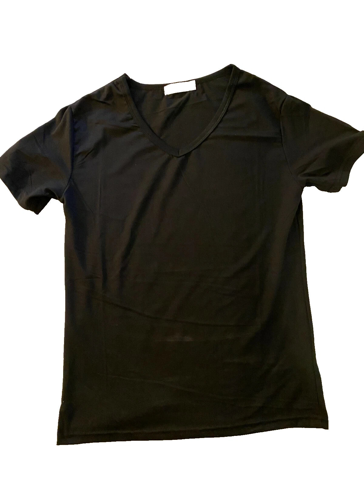 Men's rolled V-Neck T-Shirt (size M China) US size XS NWOT unbranded Black