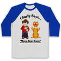 Charly 70s Retro Public Information Says Adults Baseball Raglan T-Shirt
