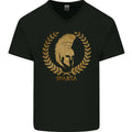 Sparta Helmet Gym Bodybuilding Training Weights Mens V-Neck Cotton T-Shirt