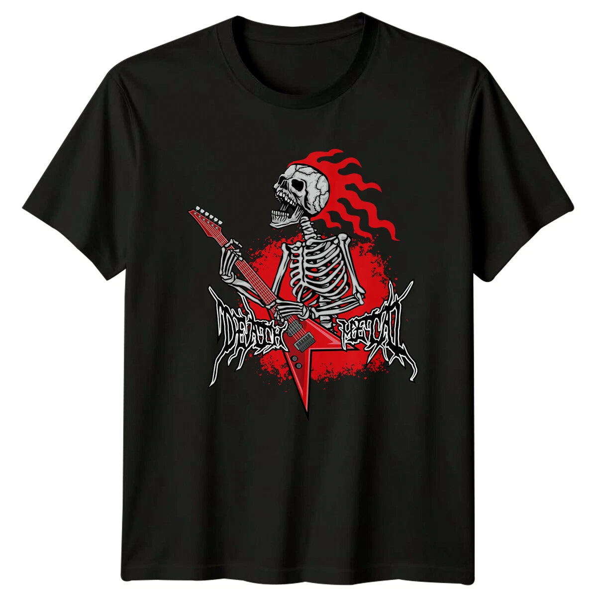 Death Metal Skeleton Guitar Metal Music Mens T-Shirt Womens Tee Graphic Top