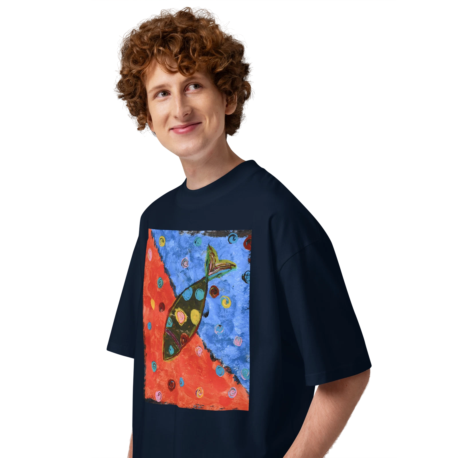 "Treshold Fish" Unisex organic oversized high neck t-shirt