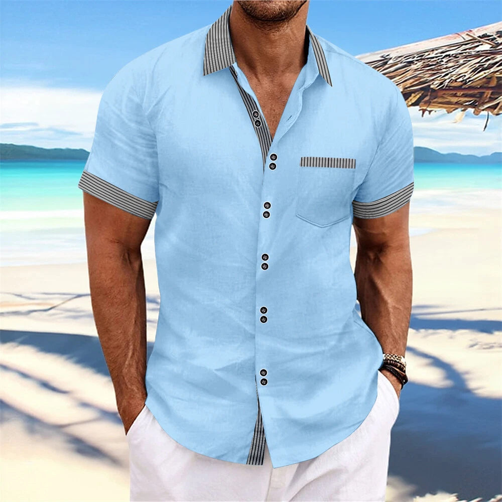 Men's Shirt Casual Slim Shirts Short Sleeve Button Down Tops Blouse