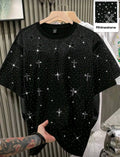 New Men Women Luxury Diamond Crosses Stars Rhinestones Fashion T-Shirt 3 Colors