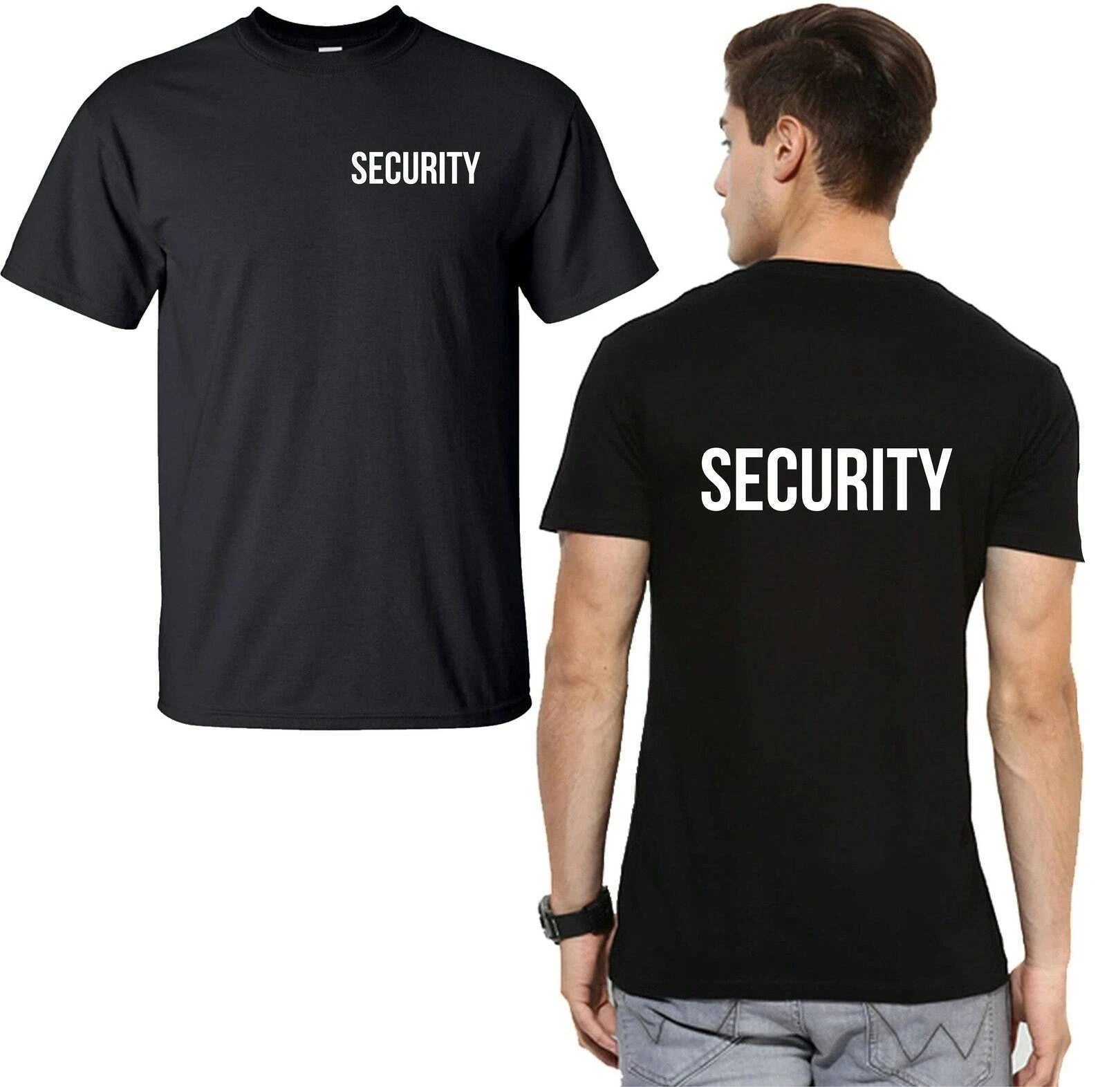 Security T-Shirt Workwear Uniform Police Staff Bouncer Doorman Bodyguard Tee Top