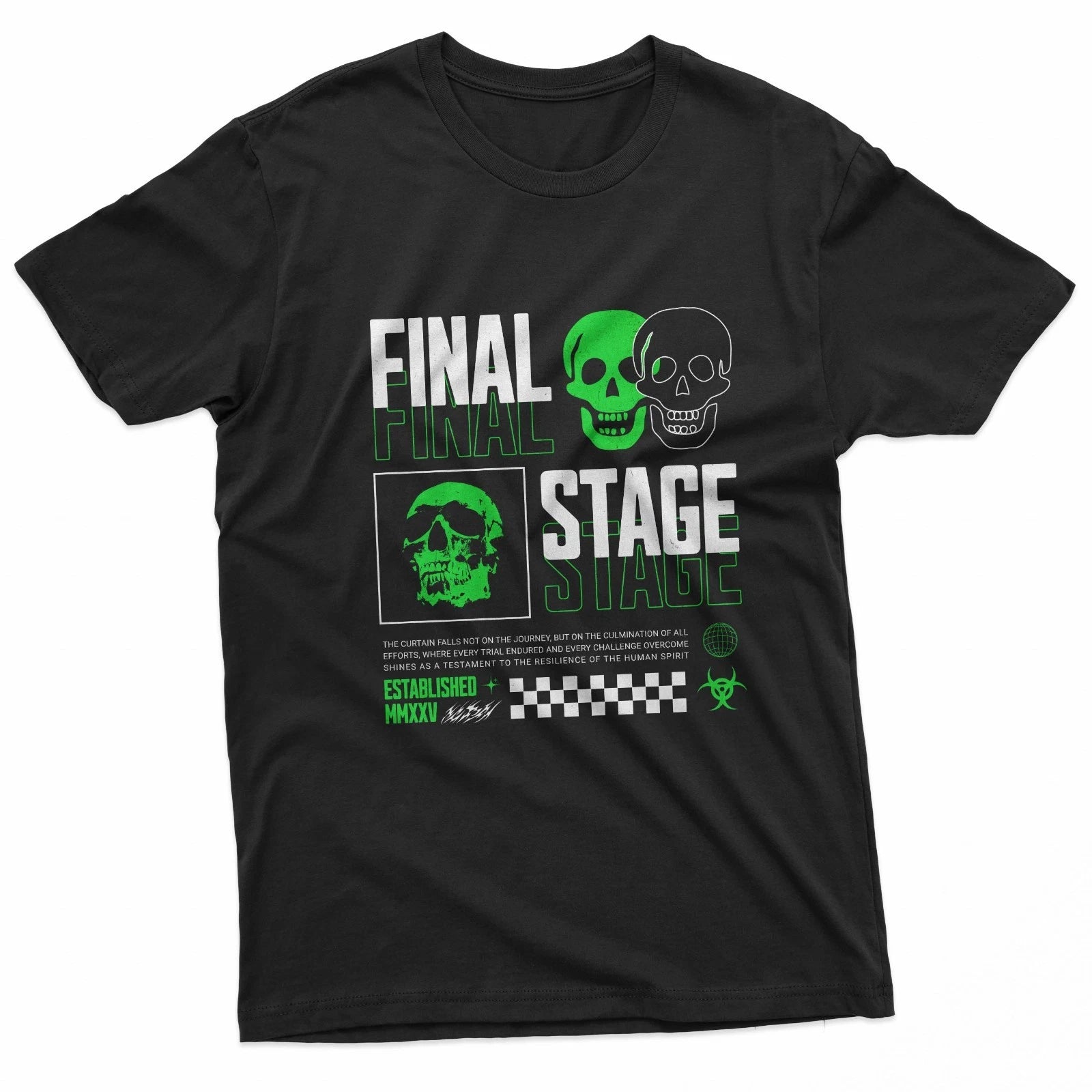 Final Stage Green Skull Grunge Streetwear T-Shirt