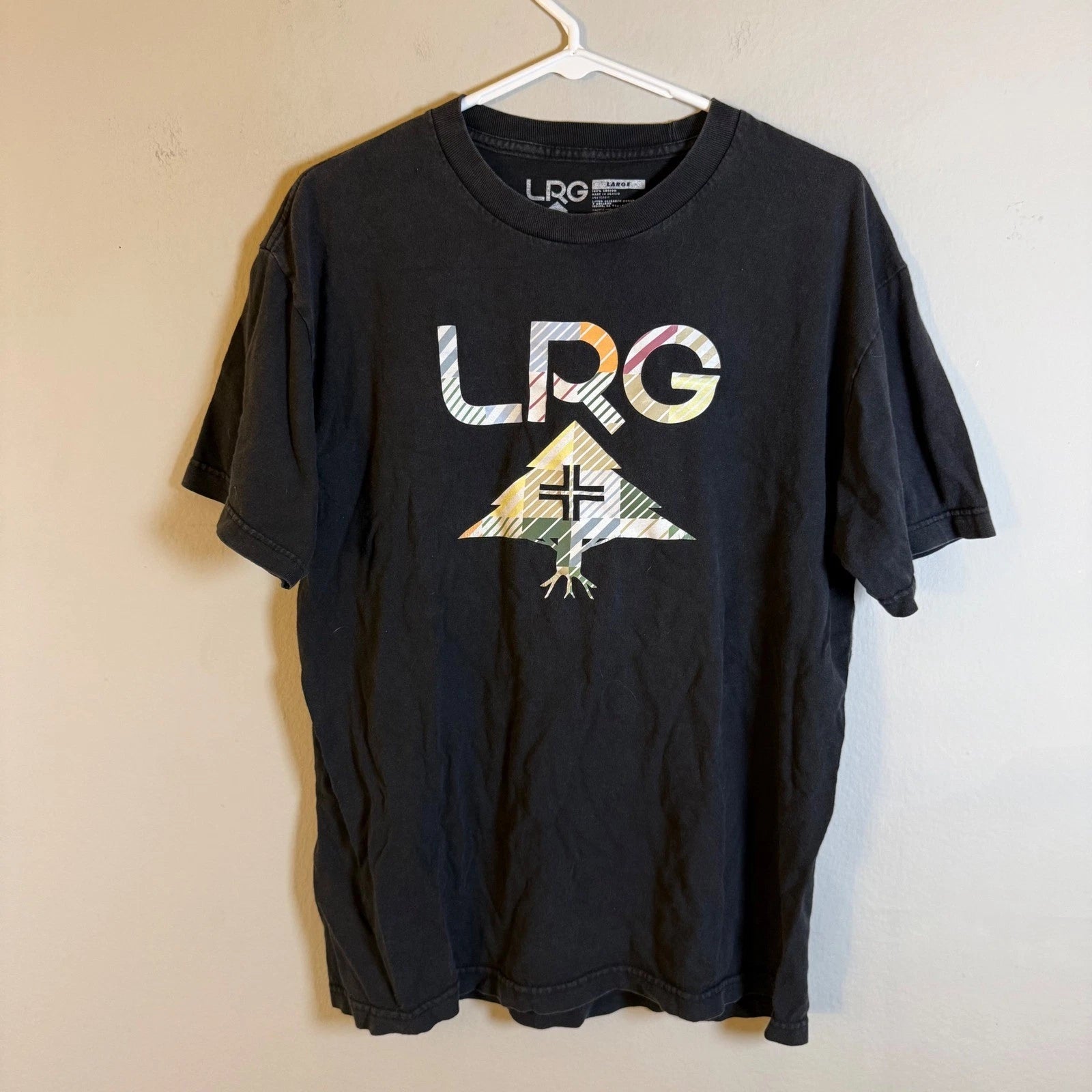 LRG Mens Graphic Tee Black Colorful Tree Logo Streetwear T-Shirt Large