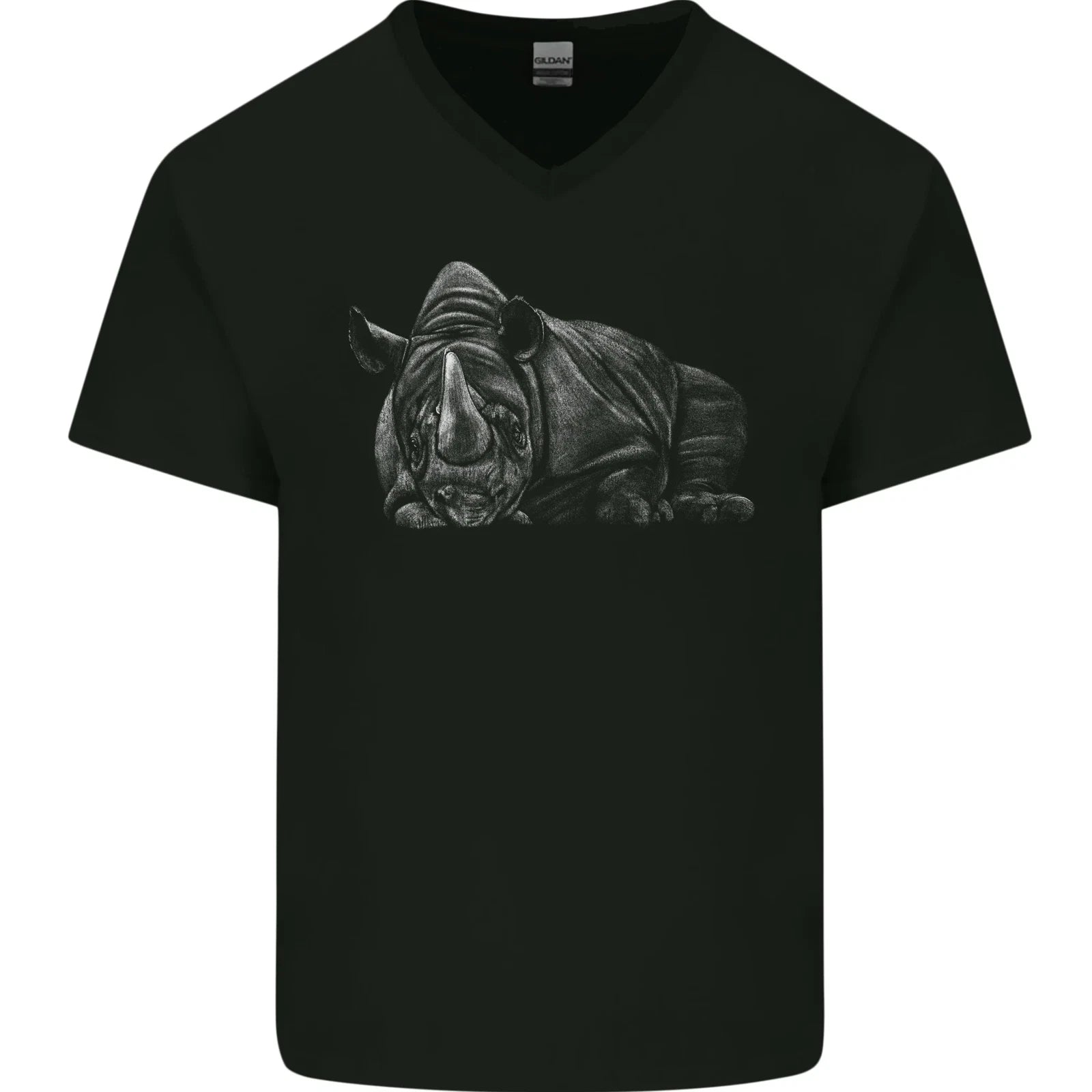 A Rhino Rhinoceros Mens V-Neck Cotton T-Shirt
