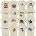 Watercolour Fishing Beach And Ocean Adult T-Shirt Tropical Fish Angler Gift