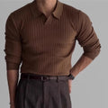 Long Sleeve Men Casual Jacquard Knitwear Knitted Tops for Office and Party