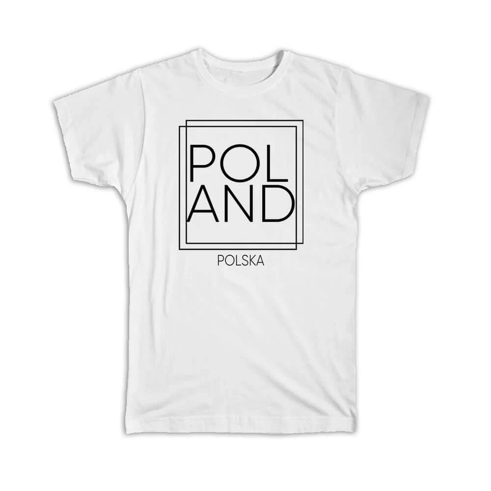 Gift T-Shirt : POLAND Poland Square Modern Minimalist Font
