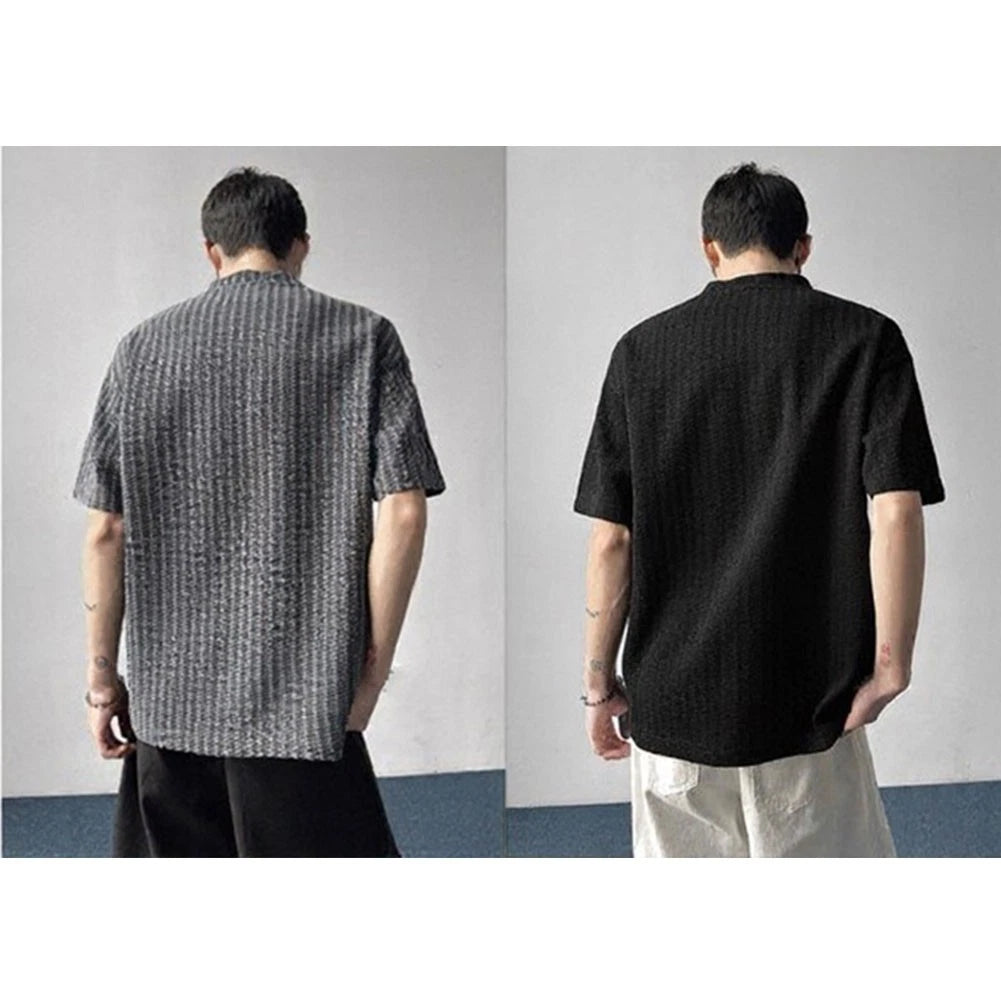 For Business Casual Men V-neck T-shirt Short Sleeve Blouse V-neck Design