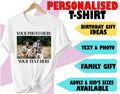 Personalised Photo Unisex T-Shirt - Custom, Picture, Text Family Photo Gift Tee