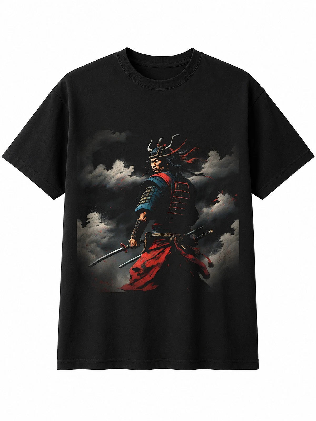 Splatter Art Samurai Mens T-Shirt Warrior Black 100% Cotton Knight