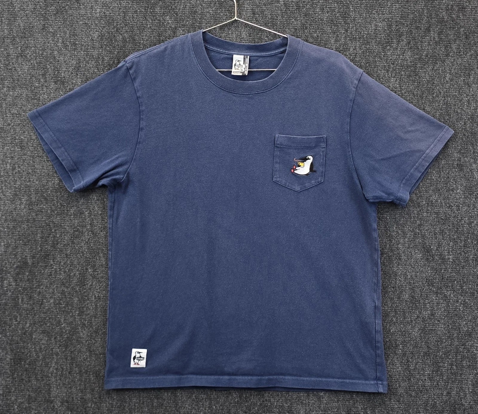 Vintage Chums Pocket T-shirt Mens Size L Blue Hello Wear Booby Bird Tee Japan