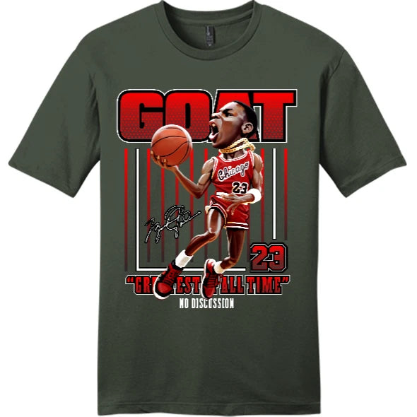 NEW ART SOCIETY MJ GOAT NO DISCUSSION OLIVE TEE SHIRT SMALL-4XLARGE MADE IN USA
