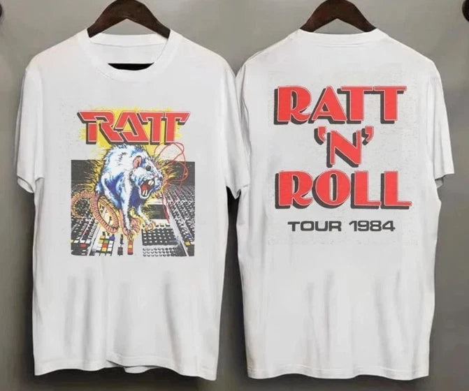 VTG 1984 Ratt N Roll Tour Out Of The Cellar Glam Metal 2 Sided T-Shirt