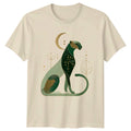 Emerald Green Leopard Moon Celestial Womens T-Shirt Celestial Art Big Cats