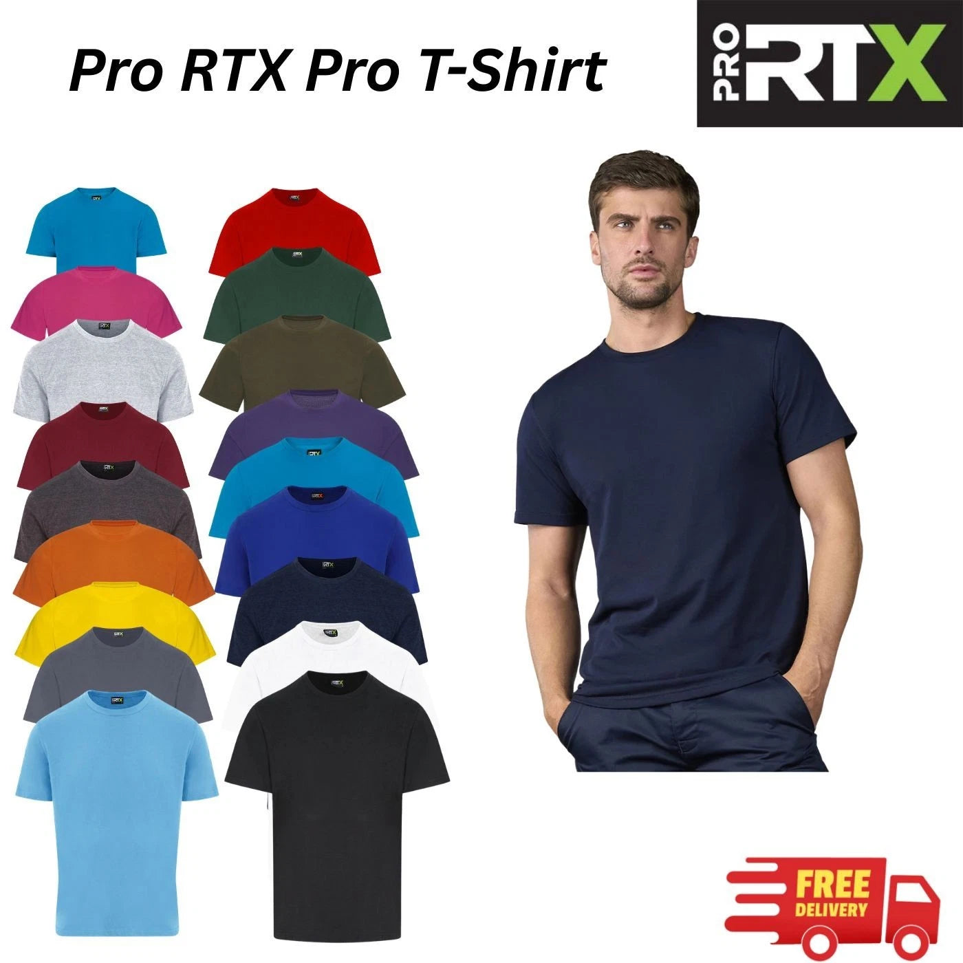 Pro RTX Pro Mens Classic 50/50 Polycotton Crew Neck Short Sleeve T-Shirts