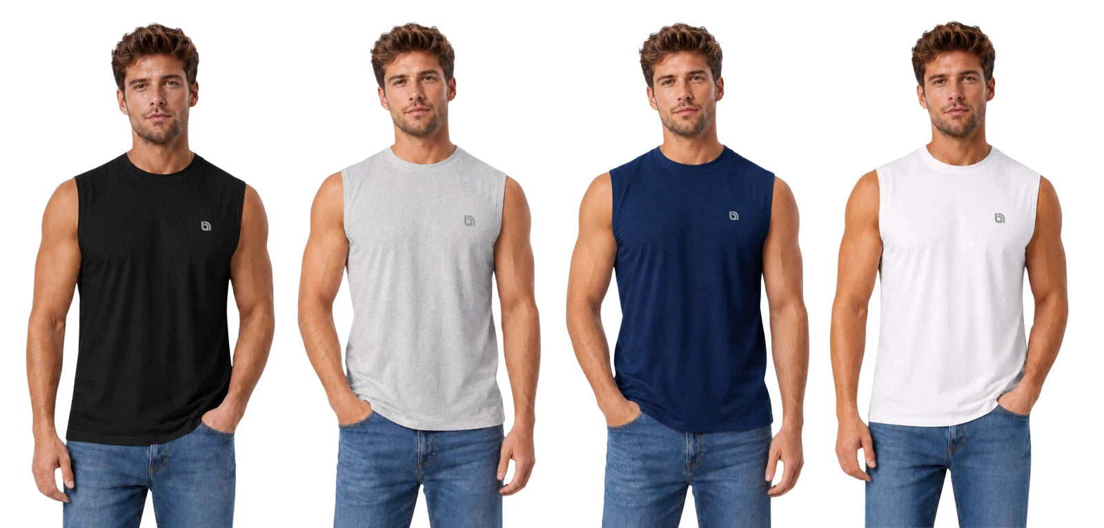 2 Pack Mens Sleeveless Plain T-Shirts Tank Top Muscle Gym Fitness Tees S-3XL