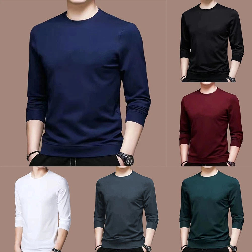 Black Men's Casual Long Sleeve Pullover Muscle Activewear Tshirt Undershirt Top