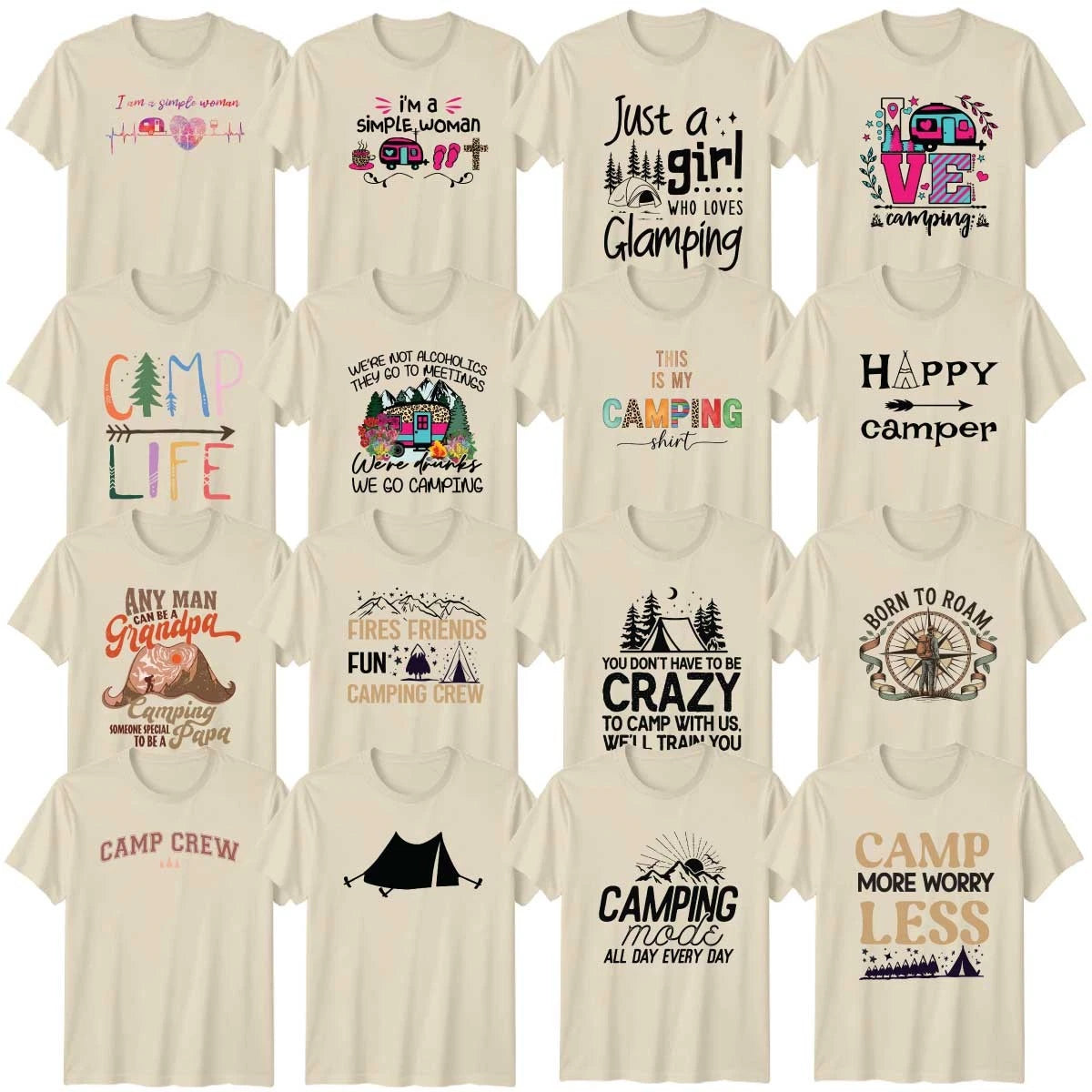 Novelty Camping Adult T-Shirt Hiking Glamping Outdoor Lover Gift