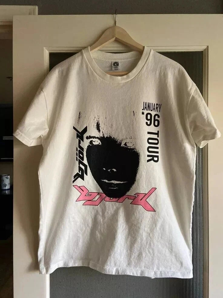 Bjork Album Shirt, Bjork Tour 96 White Cotton Unisex T-shirt