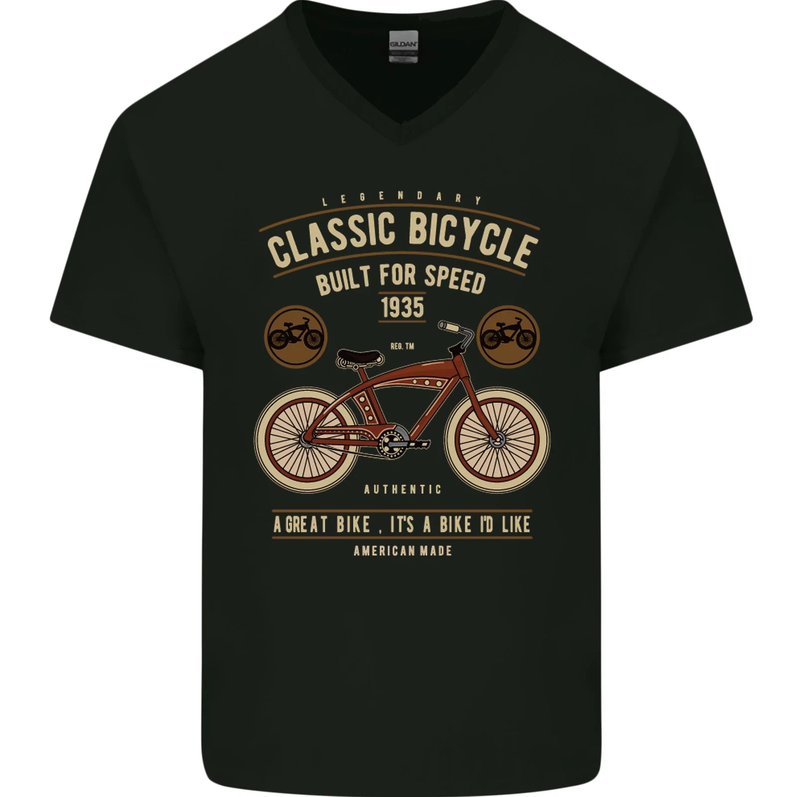 Bike Built for Speed Cycling Bicycle Mens V-Neck Cotton T-Shirt