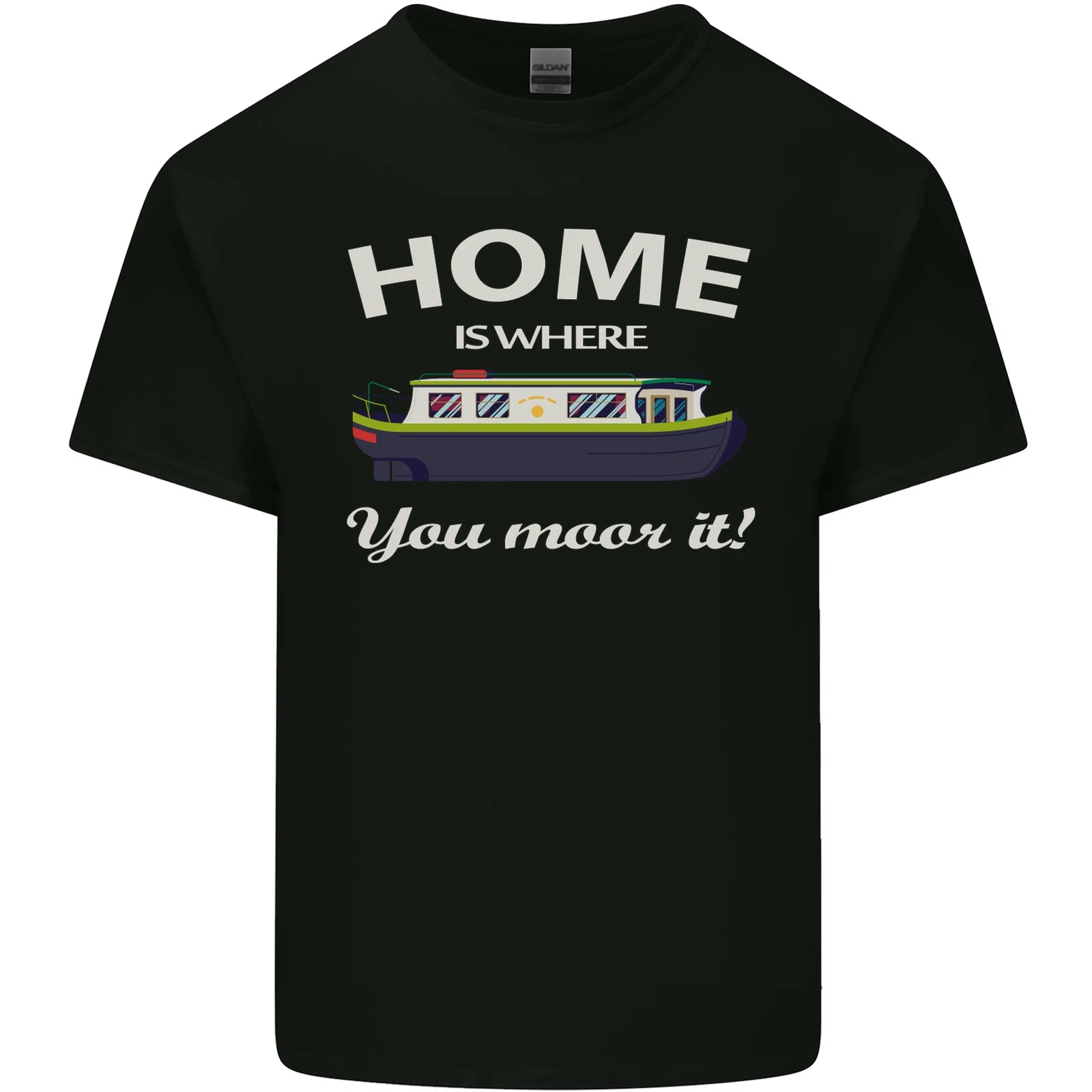 Home Is Where You Moor It Long Boat Barge Mens Light Cotton T-Shirt