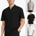 Solid Pattern Gym Training Men V-neck T-shirt Lightweight 95%Polyester+5%Spandex