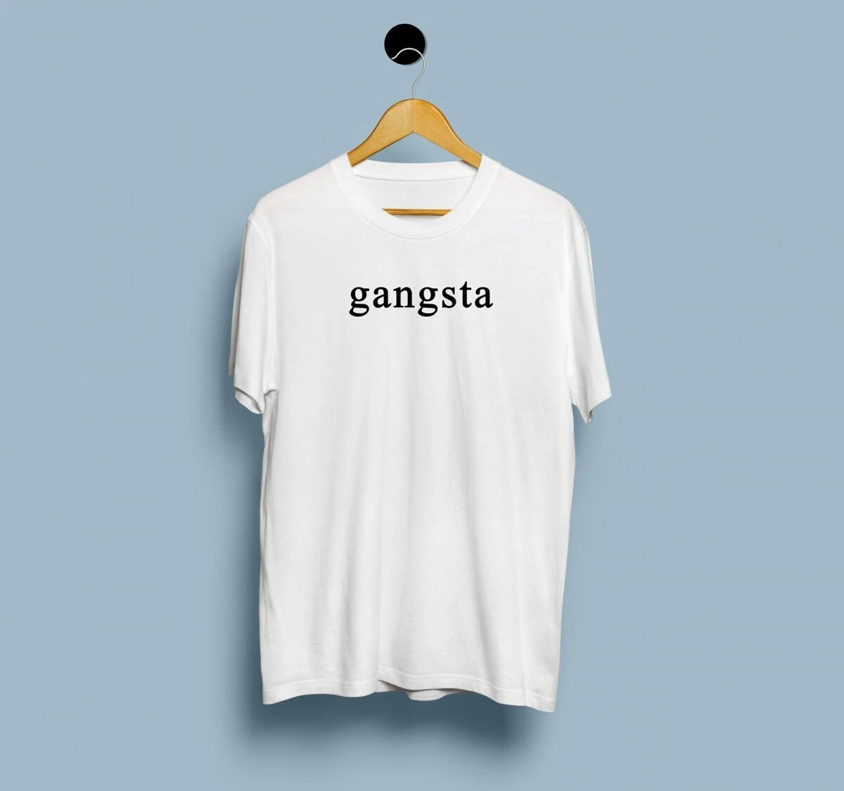 T-Shirt White Half Sleeves Gangsta Graphic Printed Round Neck Polyester Tee's