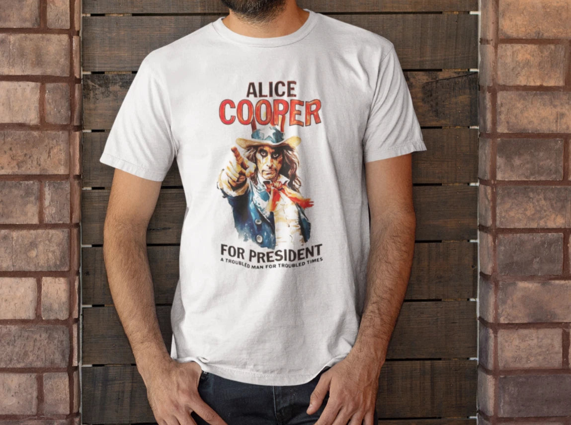 Alice Cooper for Presidente cotton T-Shirt - glam rock heavy metal fans gift