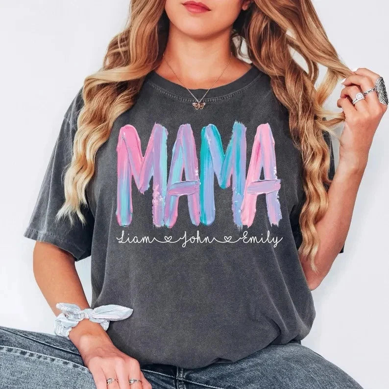 Mama Custom Name Comfort Colors Shirt, Mothers Day Gift Shirt S-4XL FASTSHIP