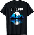 Chicago Skyline Urban Reflection Art Minimalist Style T-Shirt
