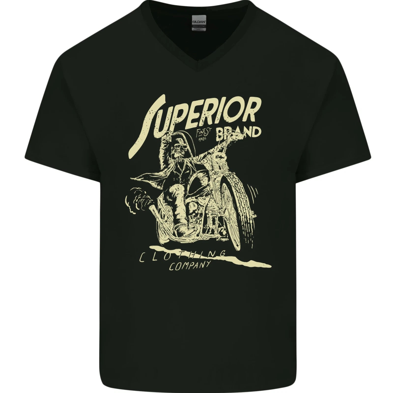 Superior Brand Motorbike Biker Motorcycle Mens V-Neck Cotton T-Shirt