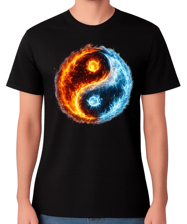 Yin Yang Fire And Ice Balance T-Shirt Graphic Unisex Tee