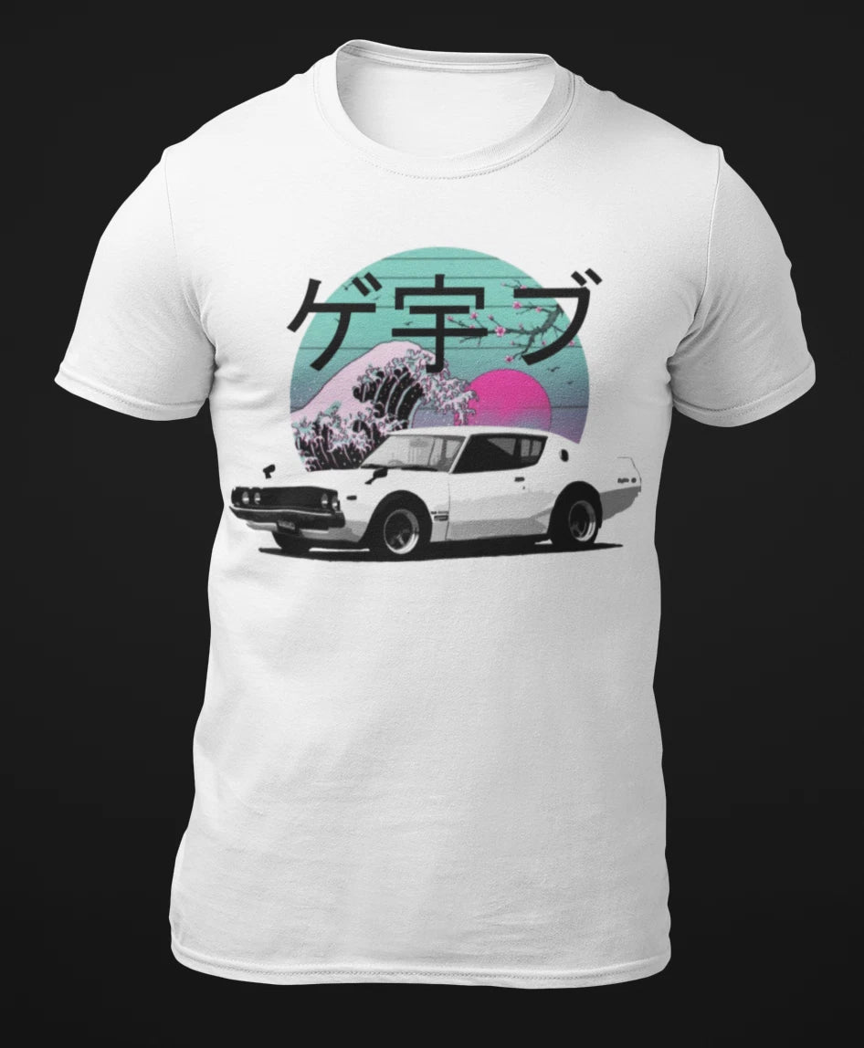 Vaporwave Japanese Aesthetic Kenmeri GTR Skyline JDM Tuner Drift Racing Shirt