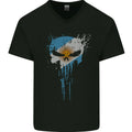 Argentina Skull Gym Training Bodybuilding Mens V-Neck Cotton T-Shirt