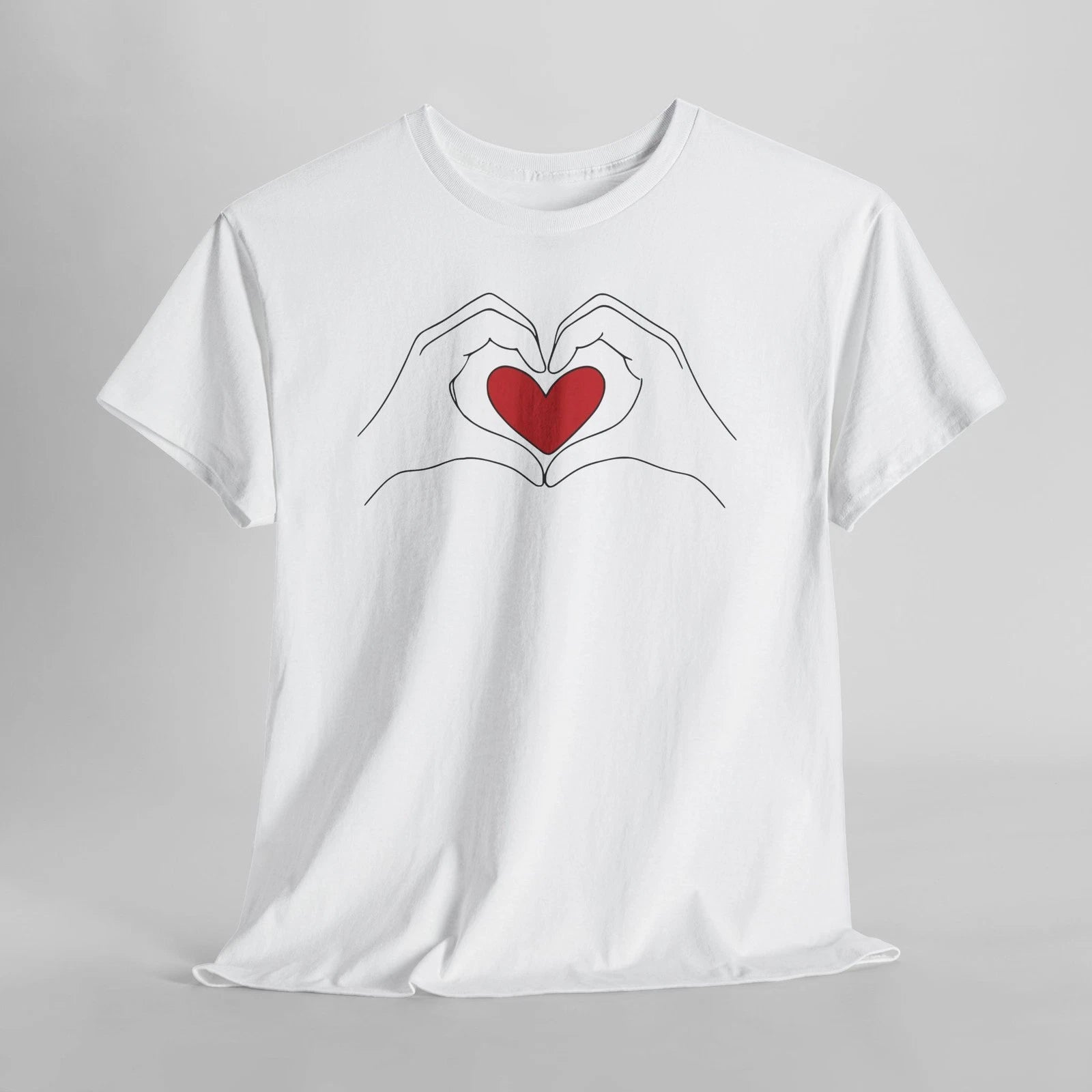 Line Art Heart Hands Love T-Shirt | Minimalist Heart Hands Tee Gift Unisex S-5XL