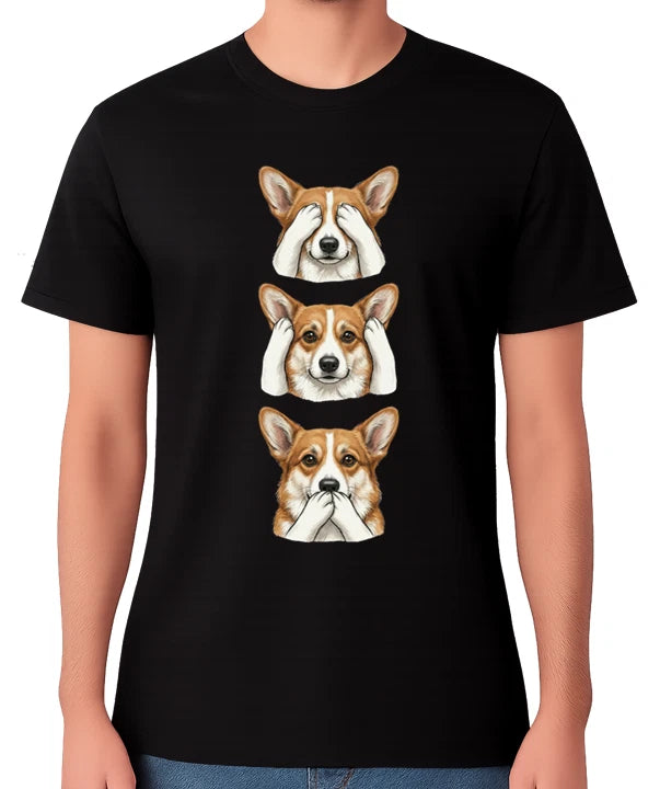 Pembroke Welsh Corgi See Hear Speak No Evil Unisex T-Shirt Cute Dog Lover Tee