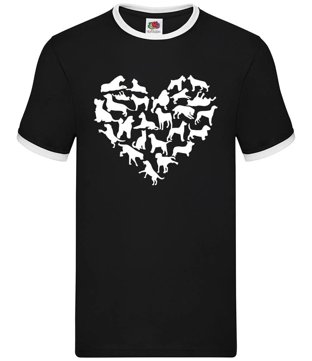 Love Heart Dogs - Mens Ringer - Dog Pet Pets Cute Breed Labrador Puppy